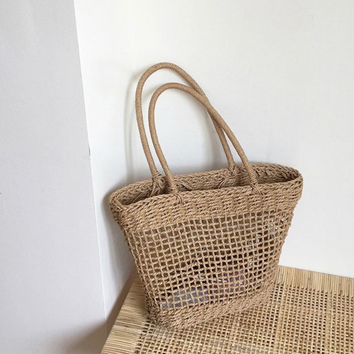 Strohtasche gewebt Schulter Küste Strand Taschen Urlaub gewebt Abendessen - Bild 2 von 12