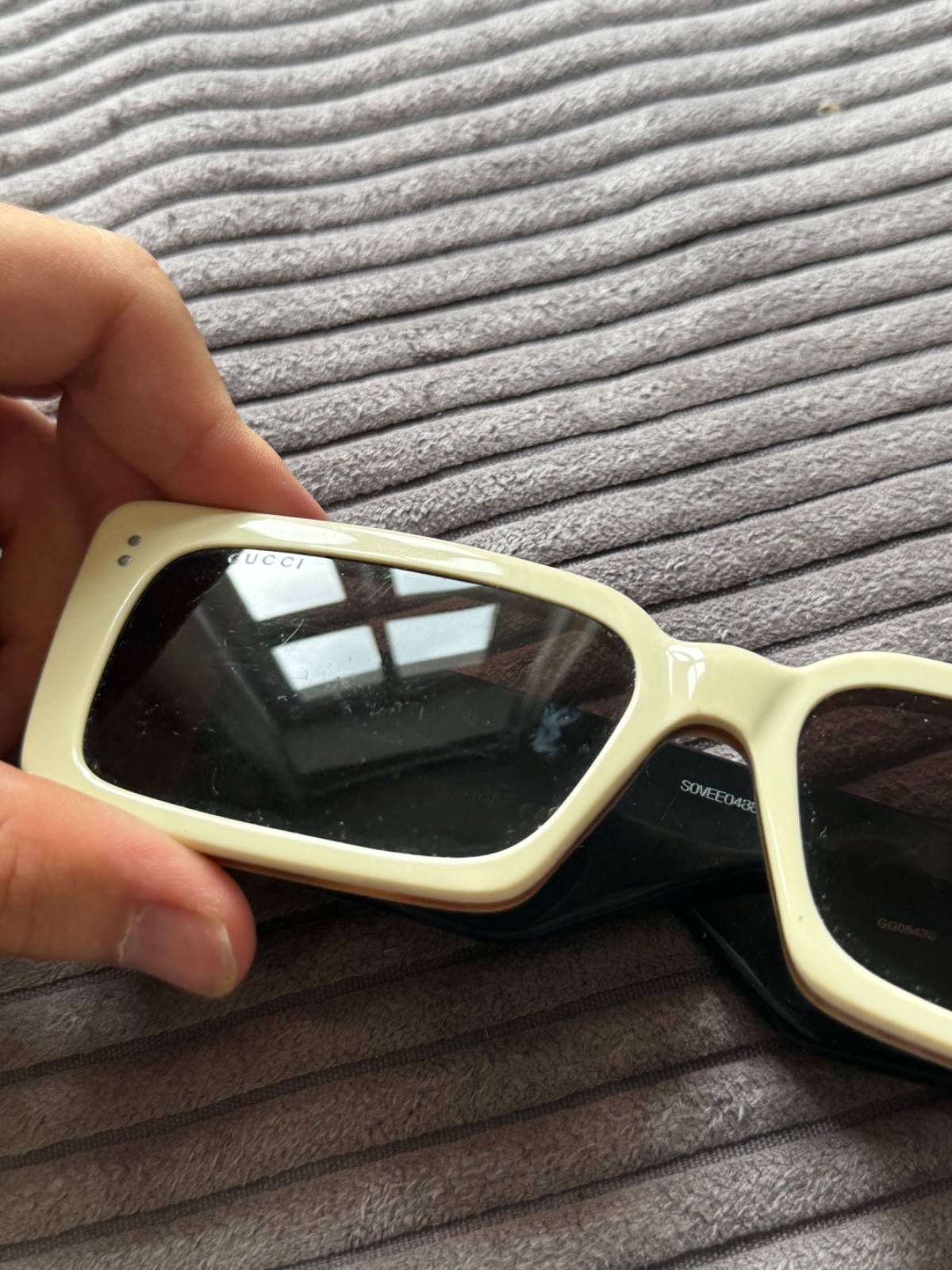 Rare Gucci Acetate Rectangular Flap Sunglasses bl… - image 12