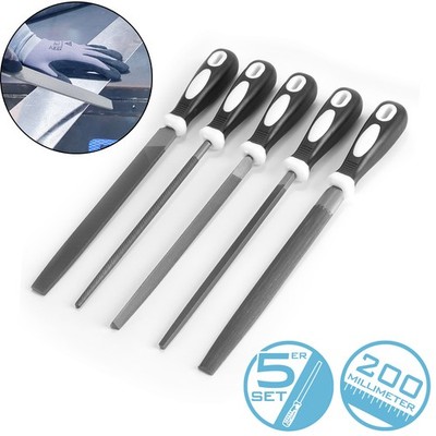 STAHLWERK Stahlfeilen 5er Set 200 mm 8'' Raspel Satz Metallfeilen Werkstattfeilen