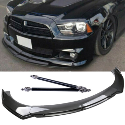 For Dodge Dart 2013-2016 Carbon Stley Front Bumper Lips Spoiler + Strut Rods