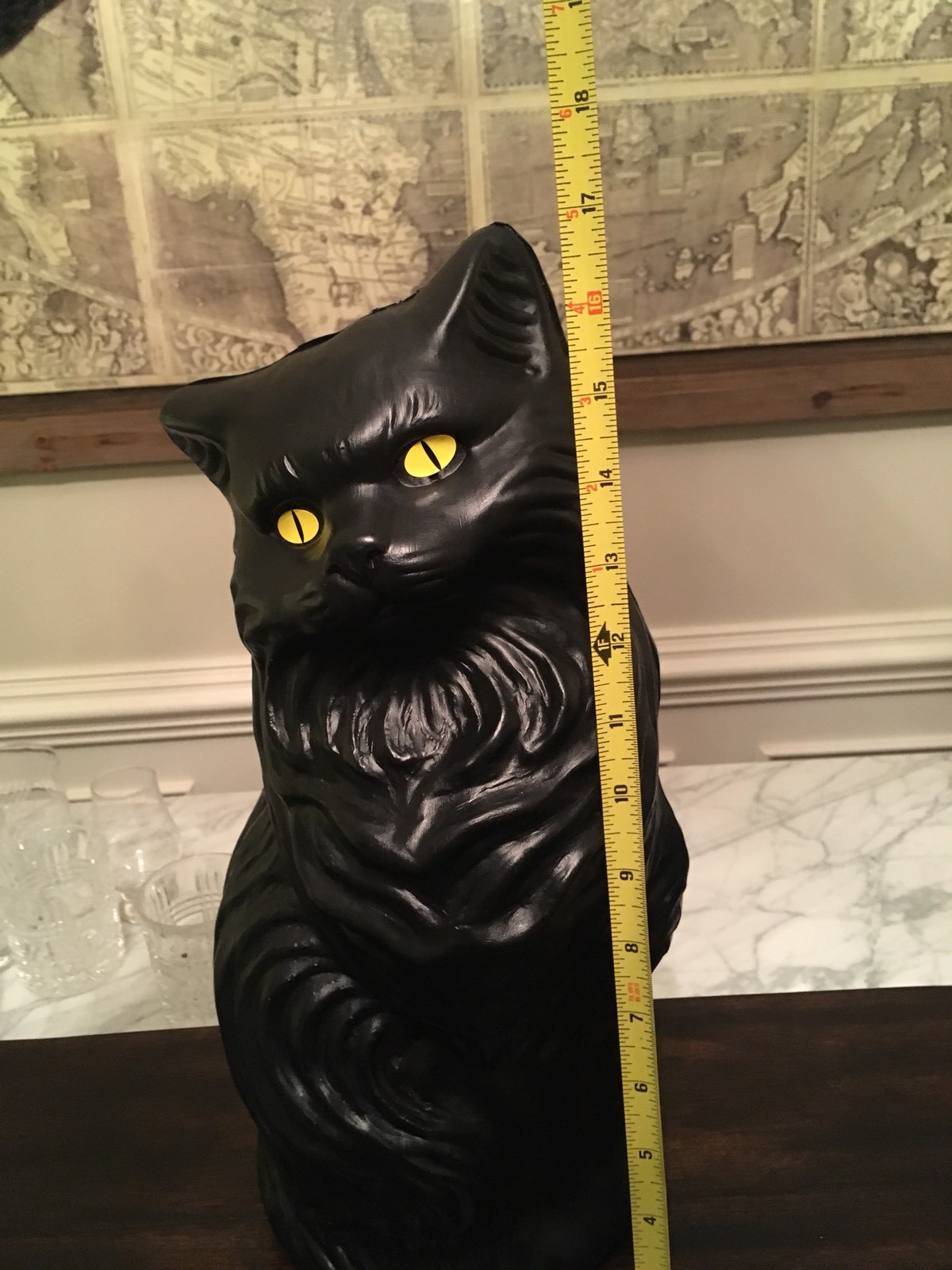 Halloween 17" Black Cat Blow Mold Bank Union Plastic **PLEASE SEE