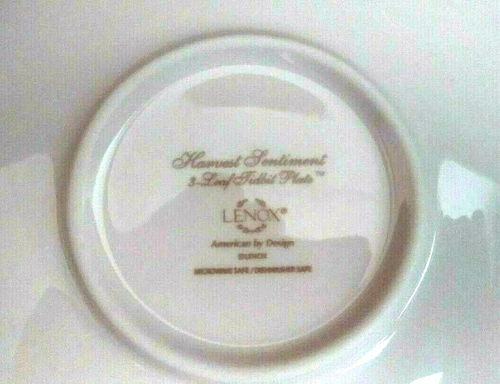 Lenox ~ Harvest Sentiment ~ Three Leaf ~ Four Piece Tidbit Plate Set ~ Six Inch - Picture 4 of 4