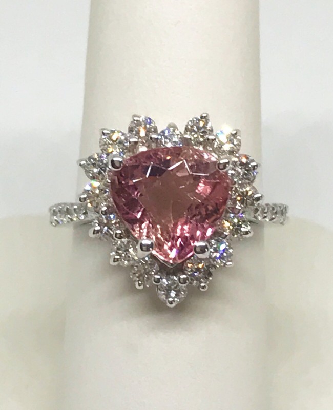 *Appraisal* NEW 3.93CTW NATURAL PINK TOURMALINE DIAMOND HEART RING 14K