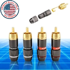 4pc Gold Plated Conductor Locking RCA Signal Connector HiFi Audio RCA Cable Plug