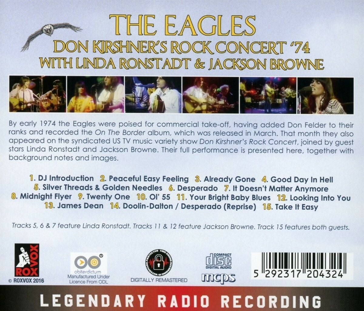 イーグルス・ジャクソンブラウン・リンダロンシュタットコレクターズCD EAGLES WITH LINDA RONSTADT&JACKSON BROWNE-DON KIRSHNERS ROCK