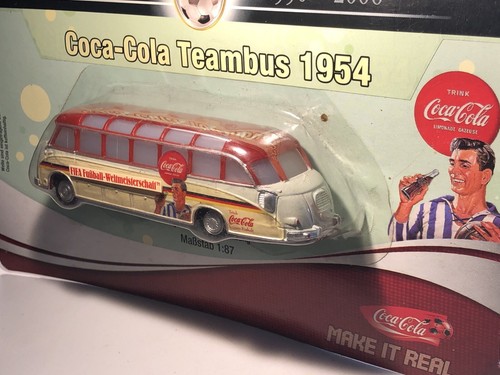 4" Coca-Cola Setra Tedesco Teambus Coppa del Mondo FIFA 1954 senza marchio 1/87 Mint Card - Foto 3 di 3