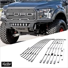 Fits 2017-2020 Ford F-150 Raptor Main Upper Stainless Steel Chrome Billet Grille