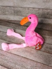 Ty Beanie Babies Pinky the Flamingo Plush Toy With FACTORY STAMP RARE FIND!