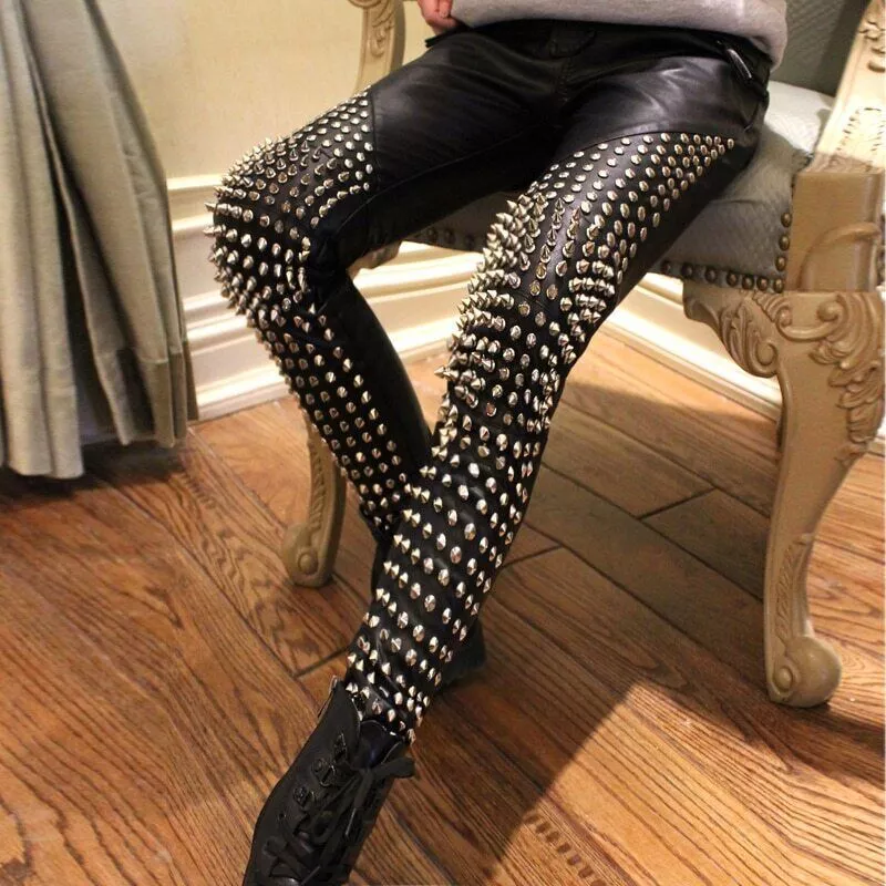 Women Designer Bespoke Studded Gothic Punk Rock Italian Leather