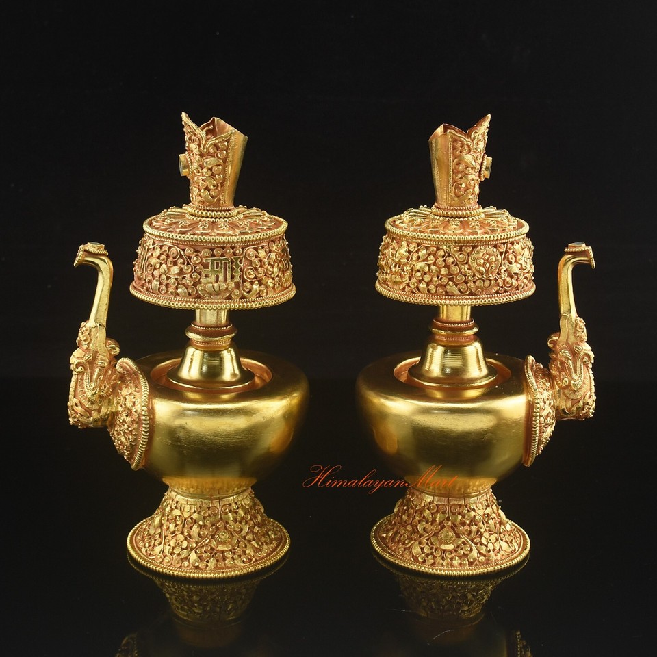 Buddhism Tibetan 24 K Gold Gilded Copper Alloy Sacred Ritual Vase ...
