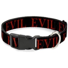 1/2-inch Wide Plastic Clip Dog Collar Flaming EVIL Pattern Fits 8-12" Neck