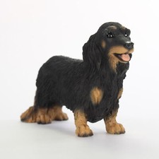Dachshund Figurine Hand Painted Collectible Statue Black Long Hair