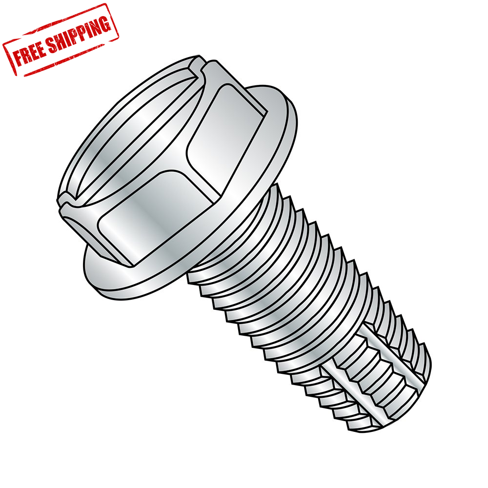 1212FSW Zinc Plated Hex Washer Head Slotted Steel Thread Cutting Screw-image