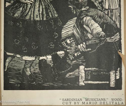 Hermoso Músicos Cerdeños Grabados en Madera Mario Delitala De Colección Raro y Encantador - Imagen 4 de 4