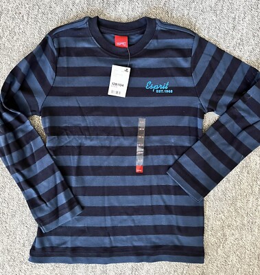 2x * ESPRIT * Langarmshirt + T-Shirt * Gr. 128 / 134 * Jungs Pulli * blau * NEU