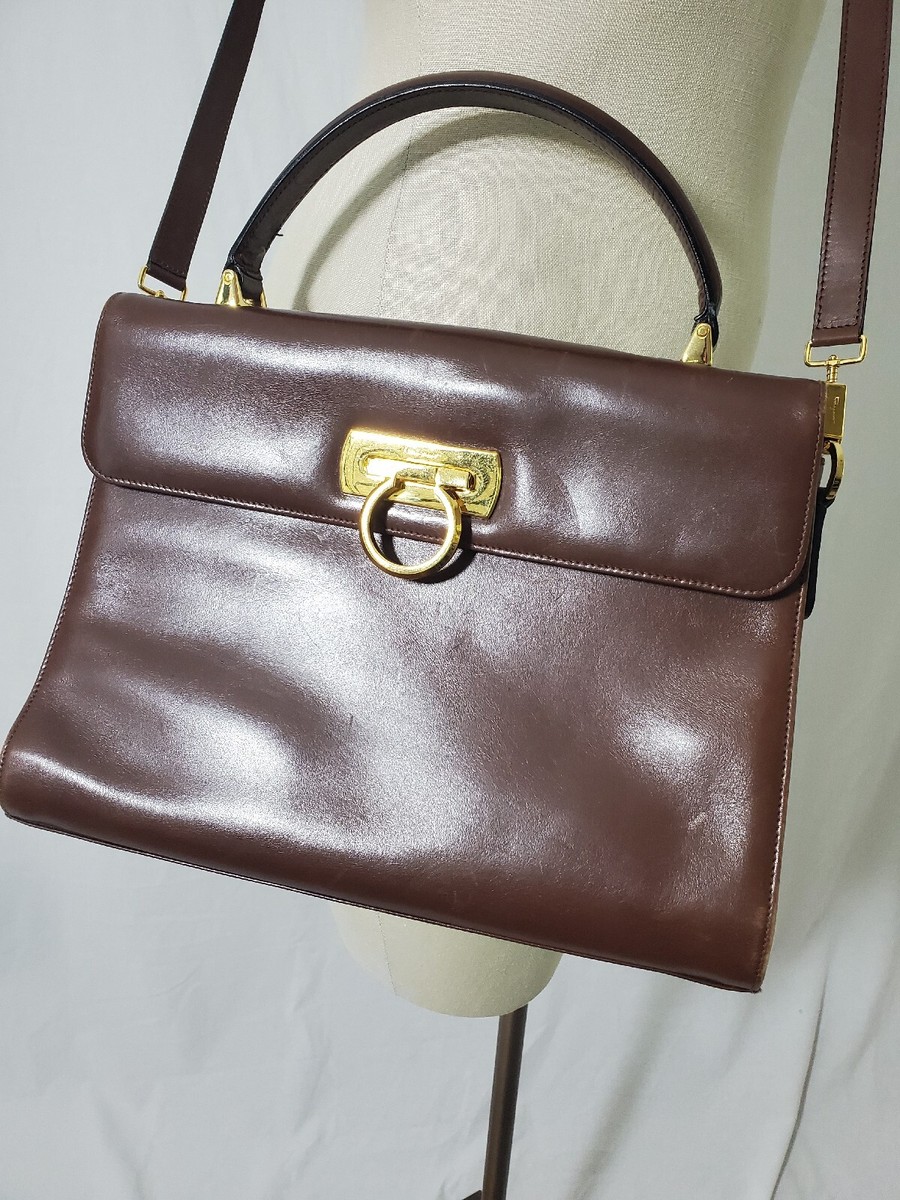 Ferragamo Handbag Gancini/Chocolate Brown/Top Handle/Crossbody
