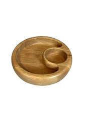 Crate And Barrel Chip And Dip Server Wood 12 Inches