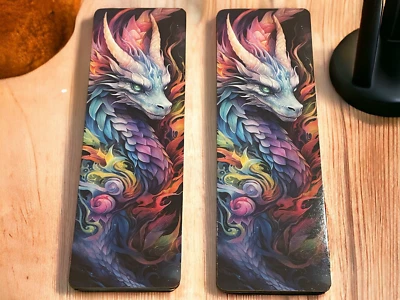 Lovely illustrated Colourful Dragon printed bookmark, Page Saver, Book Lover