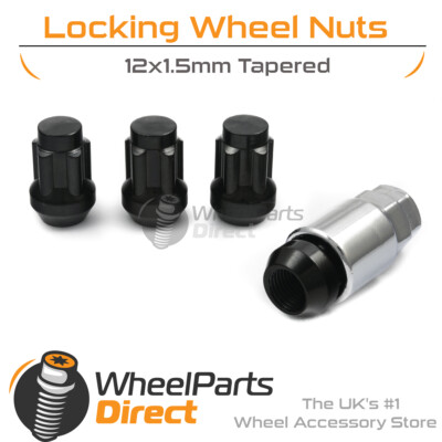 Black Economy 12x1.5 Lock Nuts for Opel Diplomat [B] 69-77 on Original Wheels