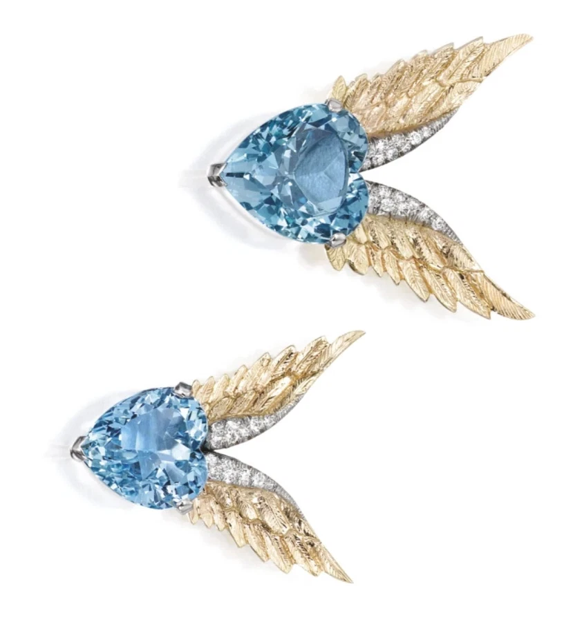 4ct Heart Cut Simulated London Blue Topaz/CZ Stud Earrings14k Yellow Gold Plated - Image 4 of 4