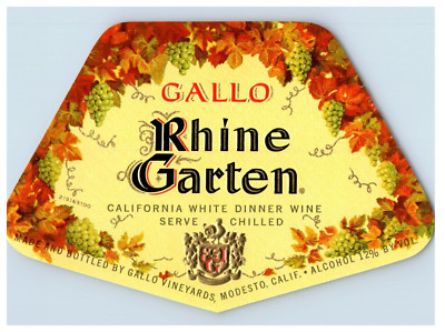 1950's-70's Gallo Rhine Garten California Wine Label Original S58E
