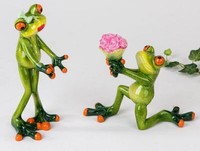 717849 Frosch Figur Set HellgrüN 16Cm Aus Kunststein Mit Witzigen Details