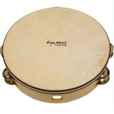 Tycoon Round Headed Wooden Tambourine Double Row Brass Jingles - Orchestral