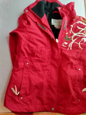 Descente DNA Women's Used Red Long Sleeve Pockets Full Zip Snow Ski Jacket Sz 8