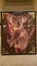 Vintage Mid Century Koala Australia Kitsch Decoupage Wall Clock Body 14" x 22"
