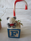 Vintage Lot of 5 WOOD BLOCKS & BEARS Christmas Ornaments Holiday Decorations — photo 8