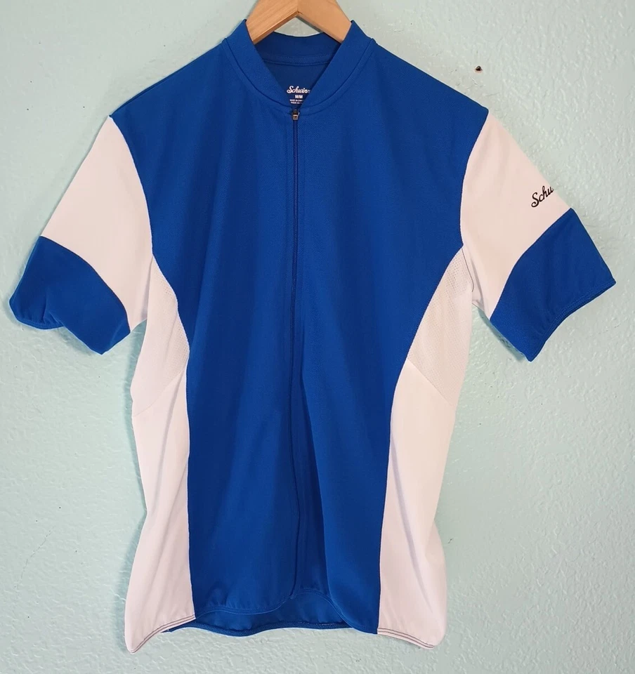 True Schwinn Cycling Jersey Mens Mens 1/4 Zip Rear Pockets Polyester Blue white - Image 2 of 4