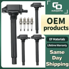 UF751 OEM 4 Ignition Coil + 4 Spark Plug for 2.4L Jeep Cherokee Compass Chrysler