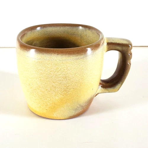 Vintage Frankoma Pottery Plainsman Desert Gold Mug 3in 5C #4