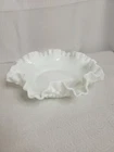 Vintage Hobnail BonBon Dish Milk Glass Ruffled Edge Bowl