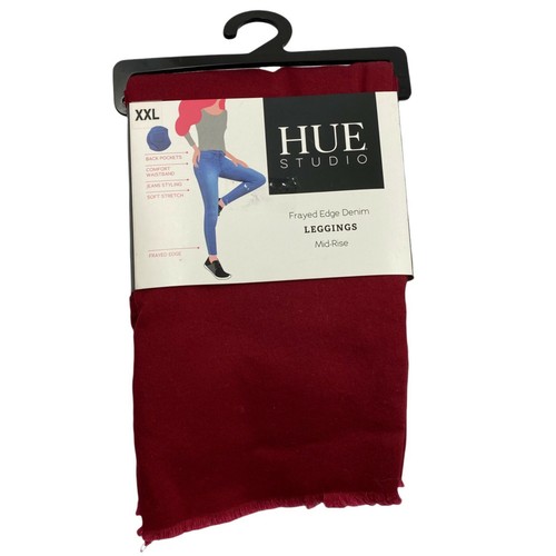 Hue Studio Red Mid-Rise Frayed Edge Mid 