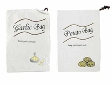 NEW Set of 2 Reusable Potato & Garlic Produce Fresh Saver Storage Bags