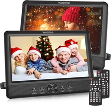 10.5" Two DVD Players Dual Screen for Car Portable CD Player, Play a Same or Two