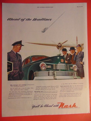 1947 NASH Automobile vintage print ad