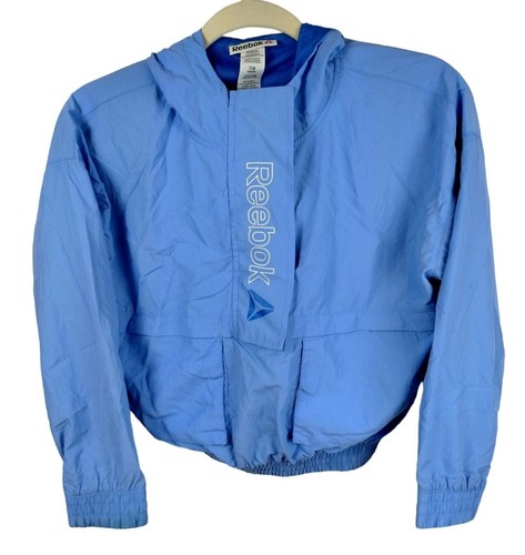 Chaqueta cortavientos pulóver con capucha azul Reebok juvenil talla M nailon poliéster - Imagen 14 de 14