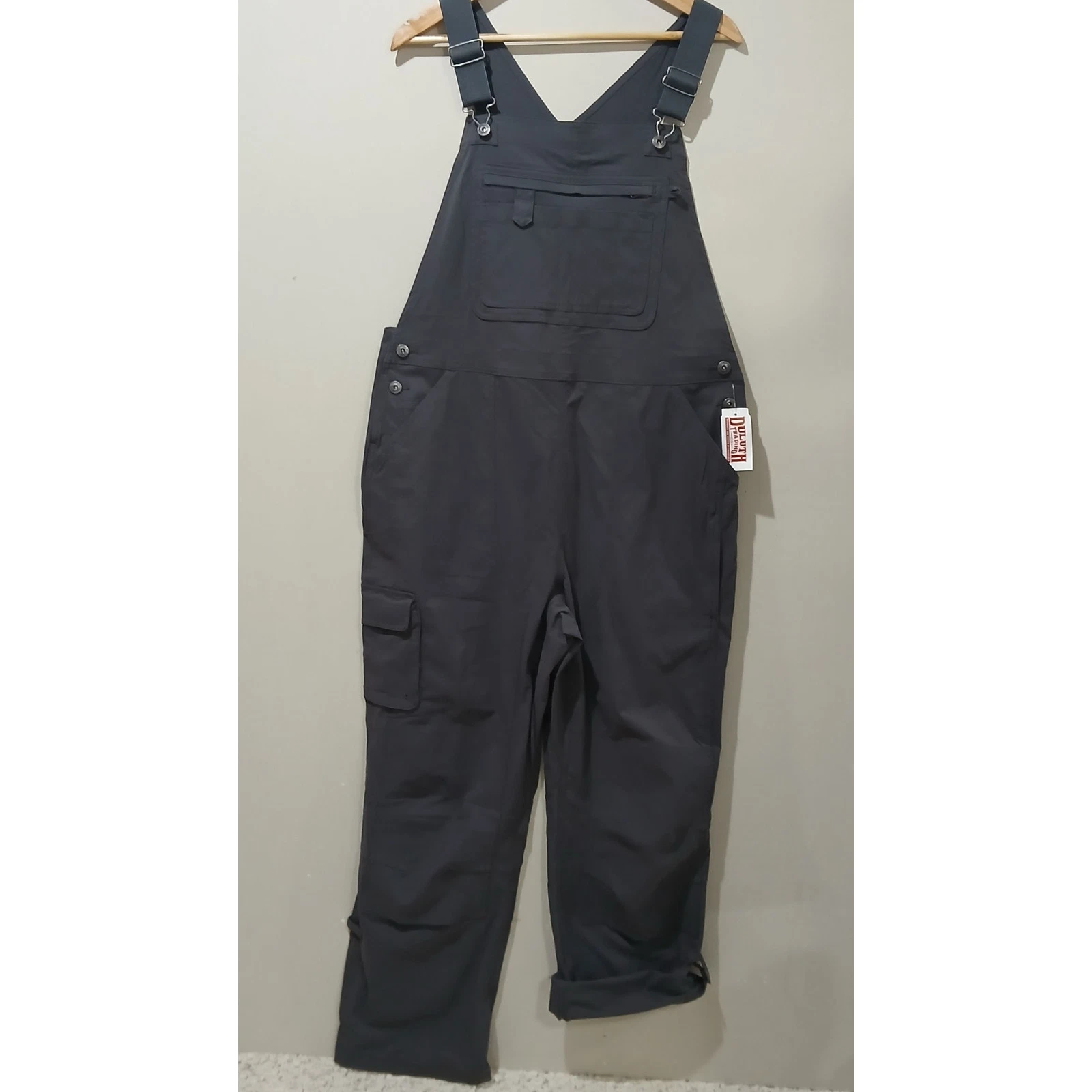 DULUTH TRADING Heirloom Gardening Bib Overalls Medium X 31 NWT Gray Grey Ripstop