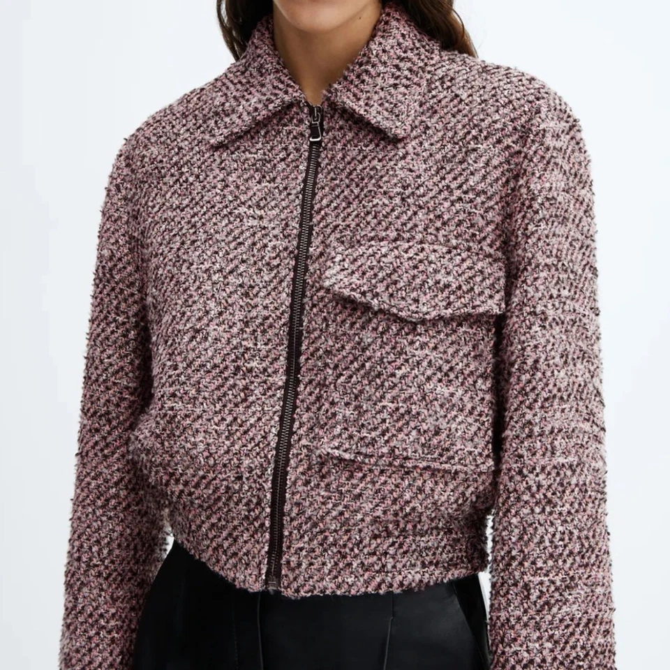 Mango MNG Tweed Bomber Chaqueta NUEVA Talla PEQUEÑA Foto 3 de 4