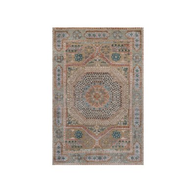 2'1''x3'1'' Brown Hand Knotted Mamluk Design with Medallion Wool and Silk Mat Rug