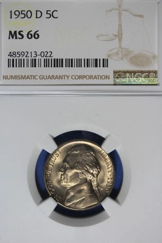 1950 D NGC 5C MS66 JEFFERSON NICKEL #B50922