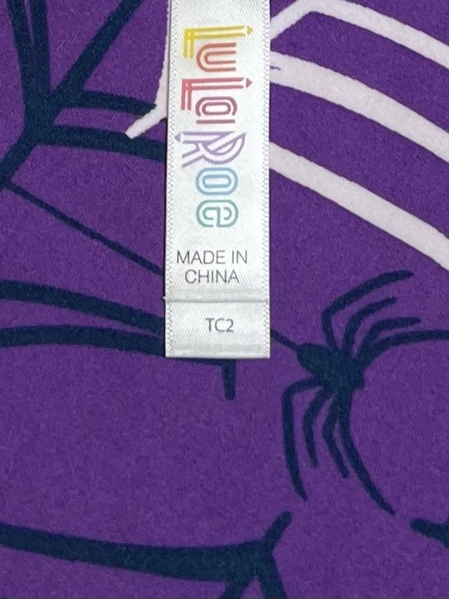 LuLaRoe Leggings TC2 Alto Curvilíneo 2 HALLOWEEN Divertido PÚRPURA ARAÑA MUERTA WEB Insecto Foto 4 de 4