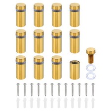 1/2 x 1 Inch Sign Standoff Screws, 12 Set Stainless Steel Wall Standoff, Gold