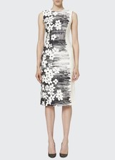 Carolina Herrera Sleeveless Floral Sheath Dress Size 10 Made In Italy