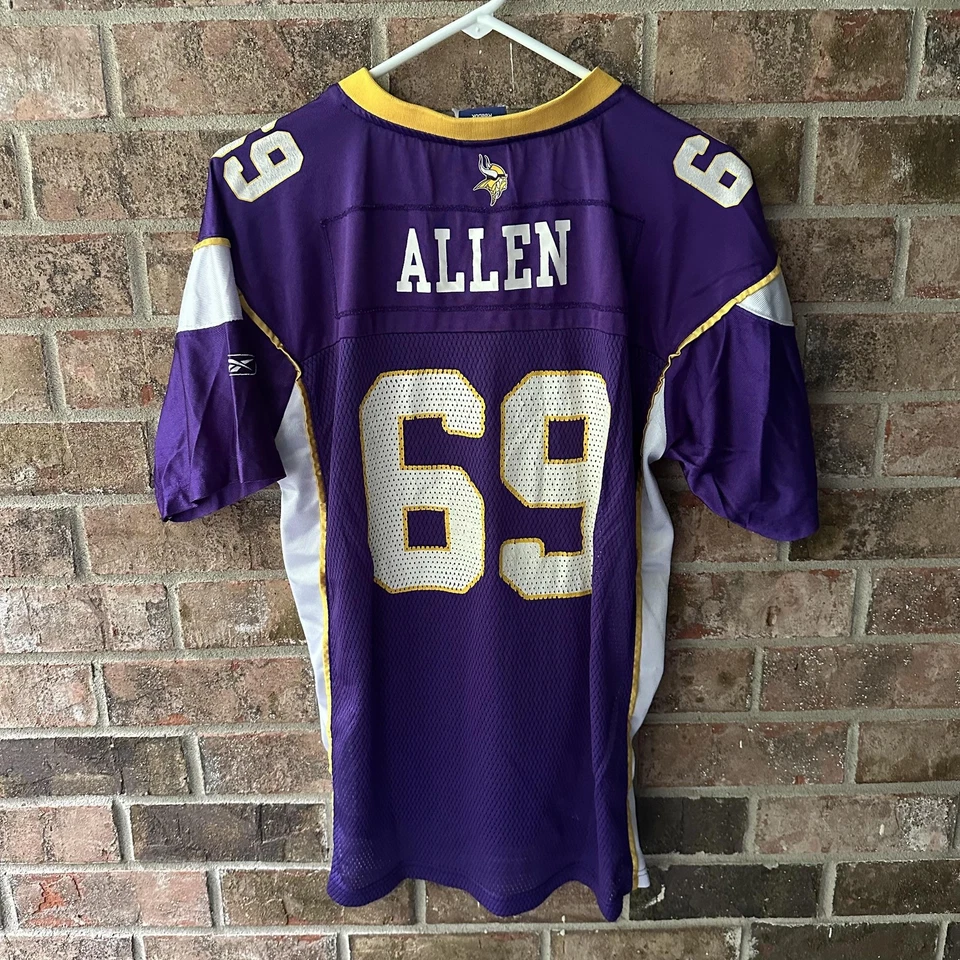 Camiseta Minnesota Vikings juvenil XL roxa futebol americano NFL Jared Allen 69 Reebok - Imagem 2 de 4