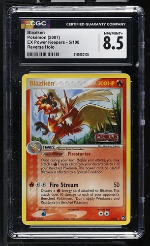 CGC 8.5 Blaziken 5/108 EX Power Keepers Reverse Holo Stamped Pokemon Card