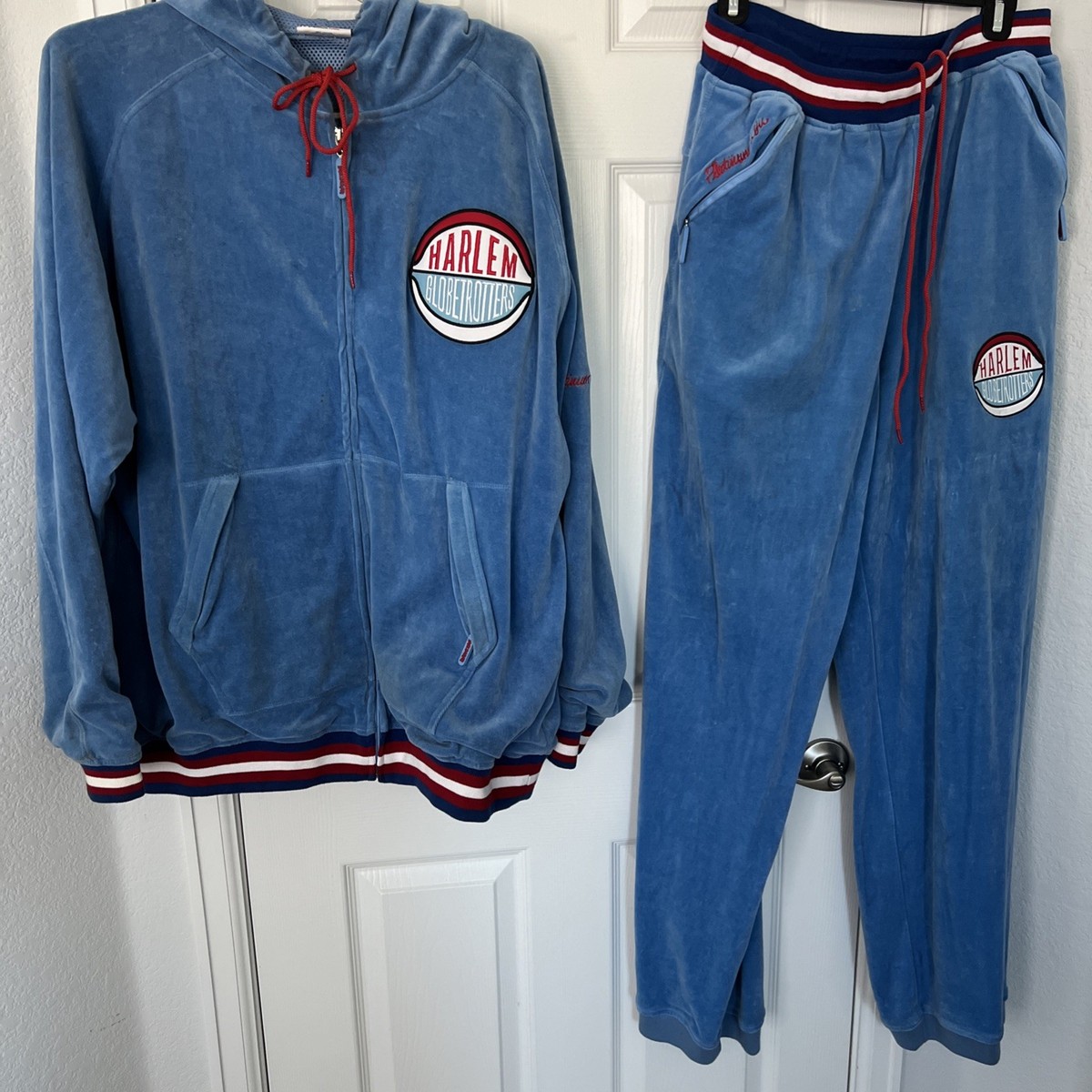 Vintage Platinum Fubu Harlem Globetrotters Velvet Sweatsuit Set | eBay