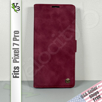 Wallet Case for Google Pixel 7 Pro - Wine Red | Faux Leather | Folio by CaseMe
